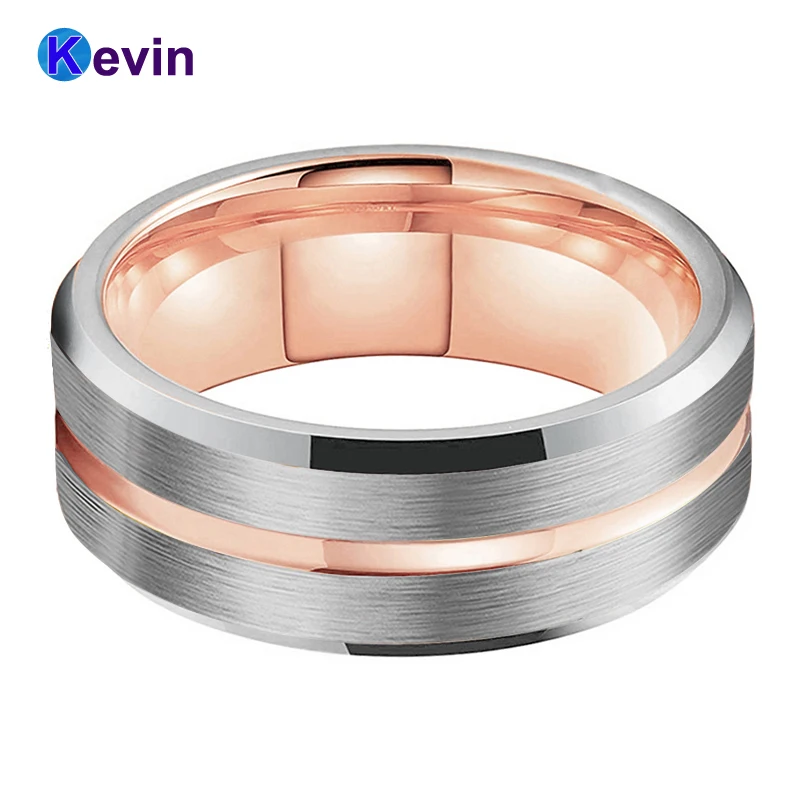 Кольцо из розового золота вольфрамовые кольца для мужчин и женщин удобные 8