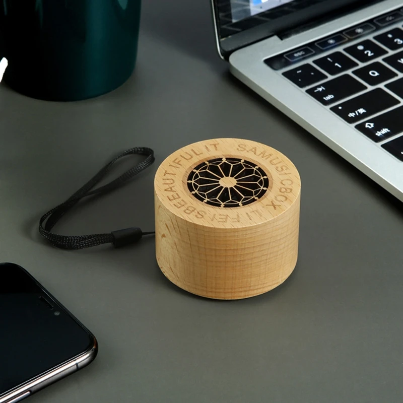 

Wooden Combination Speaker Wireless Bluetooth 5.0 Speaker Stereo Loudspeakers Portable Min Music Speaker