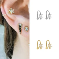 isueva fashion gold filled flower ear clips ear cuff cubic zircon non piercing clip earrings for women wholesale jewelry gifts