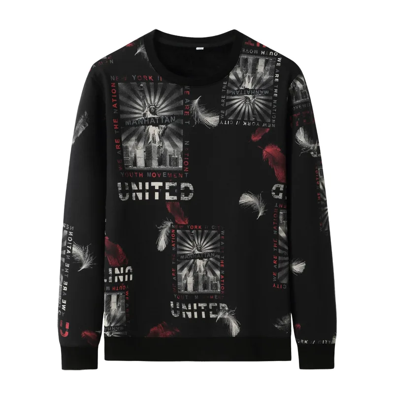 

Men's winter new plush sweater Korean fashion fat plus size fashionable loose round neck bottom coat