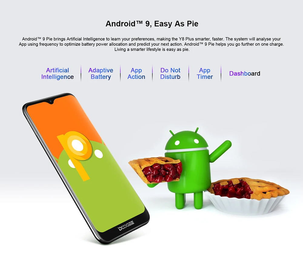 DOOGEE Y8 Plus, Android 9,0, FDD LTE, 6,21 дюймов, 19:9, экран капли воды, смартфон MTK6761, 3 Гб ОЗУ, 32 Гб ПЗУ, 4000 мАч, две sim-карты, МП