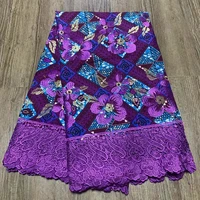 sinya embroidery flower guipure cord lace with african wax prints fabric high quality 2022 for women dress sewing