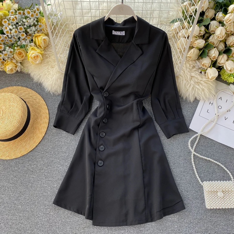 ALPHALMODA 2019 женское однобортное платье-Блейзер рукав до локтя тонкая талия зубчатый