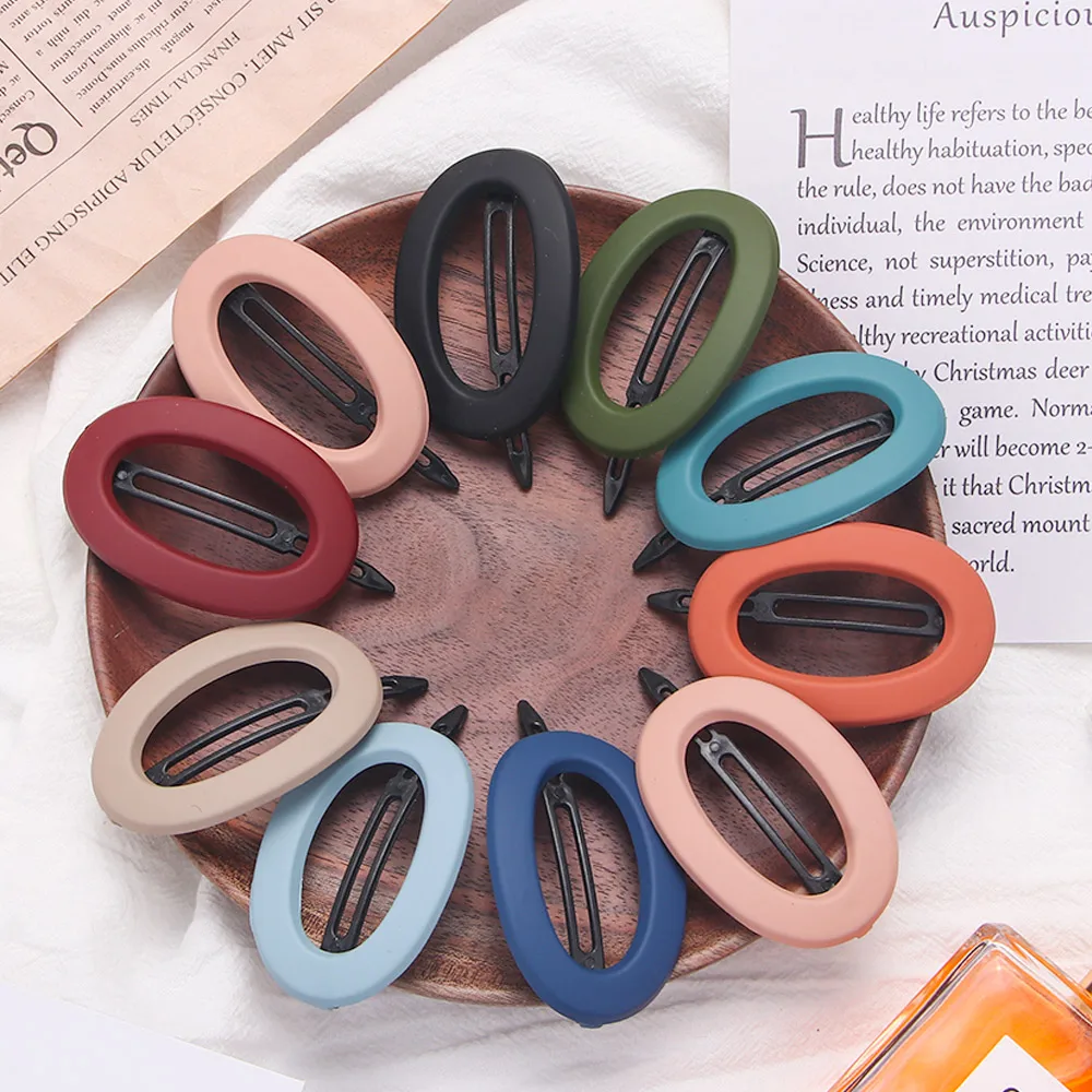 Одноцветная заколка для волос овальная Геометрическая скраб из смолы заколки