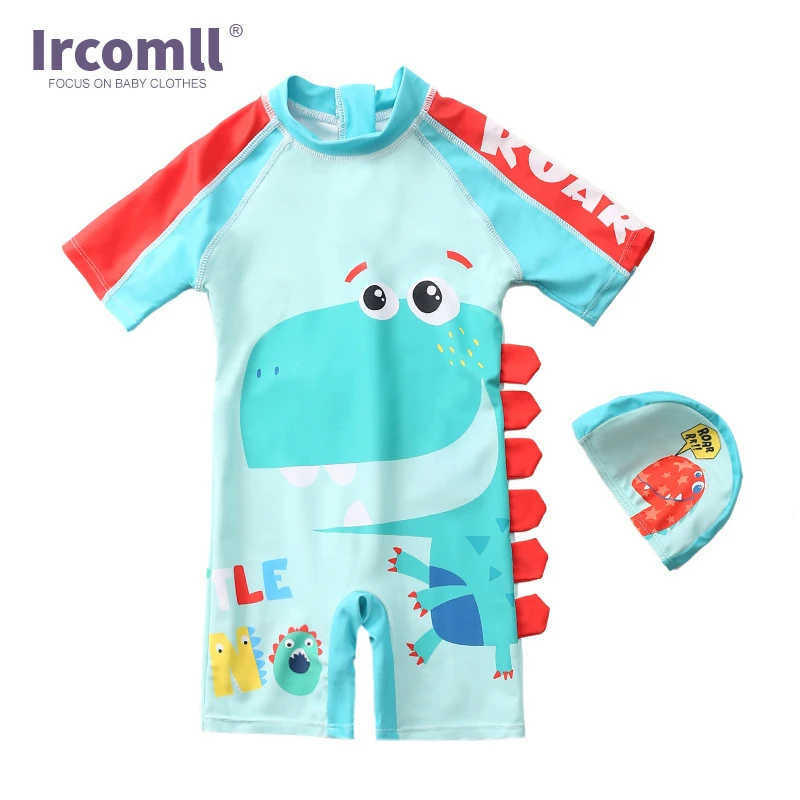 

Ircomll Children's swimsuit Boy swimsuit kids One Piece Long Sleeves Swim wear For Boys Cartoon Dinosaur Seaside Sunscreen Cloth