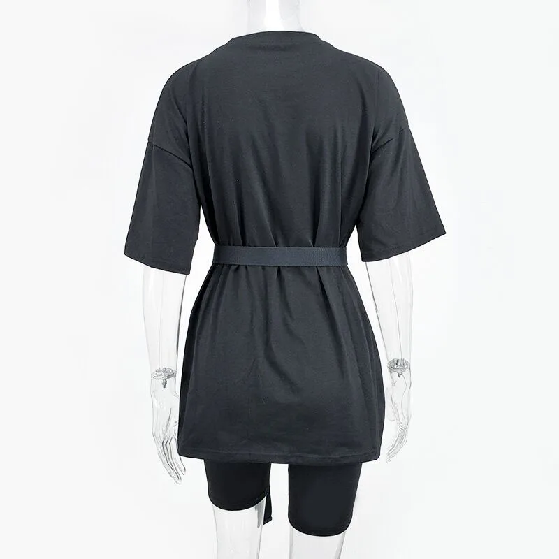 Женский Повседневный однотонный костюм из двух предметов с поясом однотонные