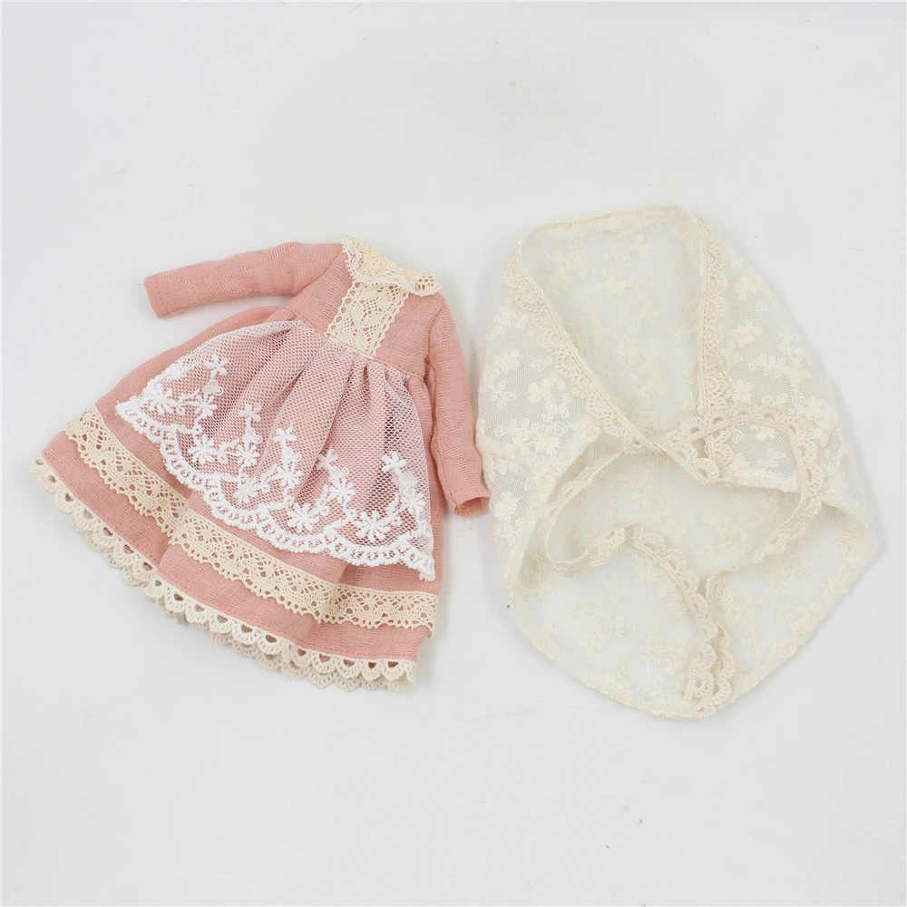 Blyth кукла ледяная игрушка платье светильник розовое платье с кружевным шарфом дамское платье одежда