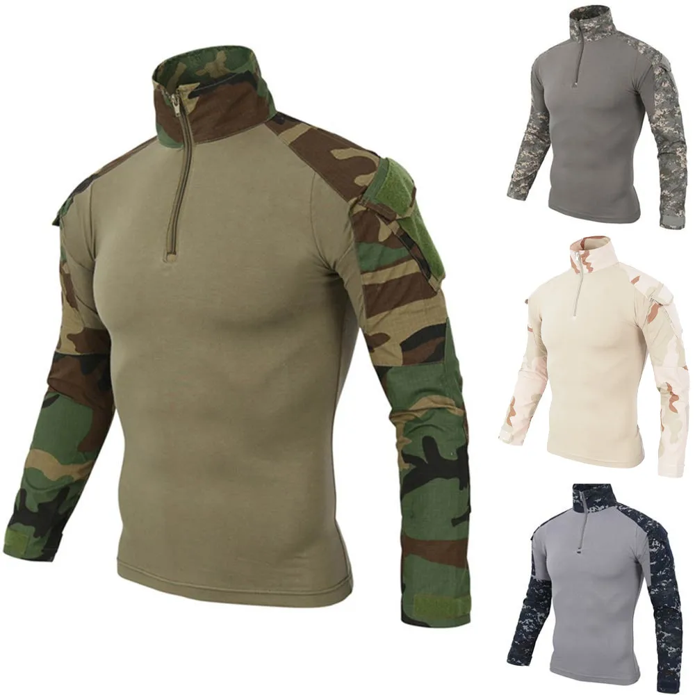 Мужская Уличная тактика камуфляжная Базовая однотонная блузка с длинным рукавом