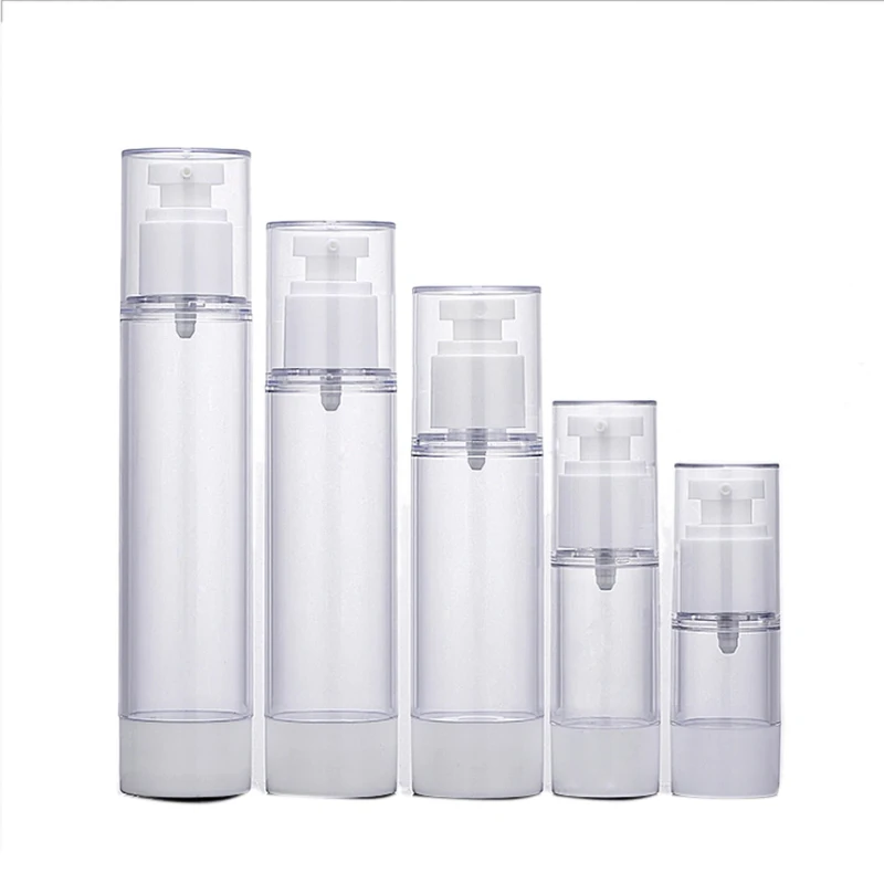 

1pcs 15ml/30ml/50ml/80ml/100ml Plastic Travel Bottle Refillable Bottle Transparent Airless Pump Perfume Vacuum Spray Bottle New