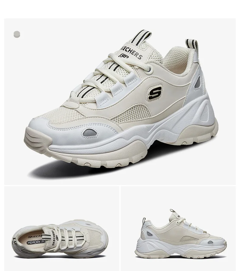 Skechers/кожаные женские массивные кроссовки на платформе; повседневная обувь на массивном каблуке; Женская Удобная обувь для папы на больной подошве; женская обувь