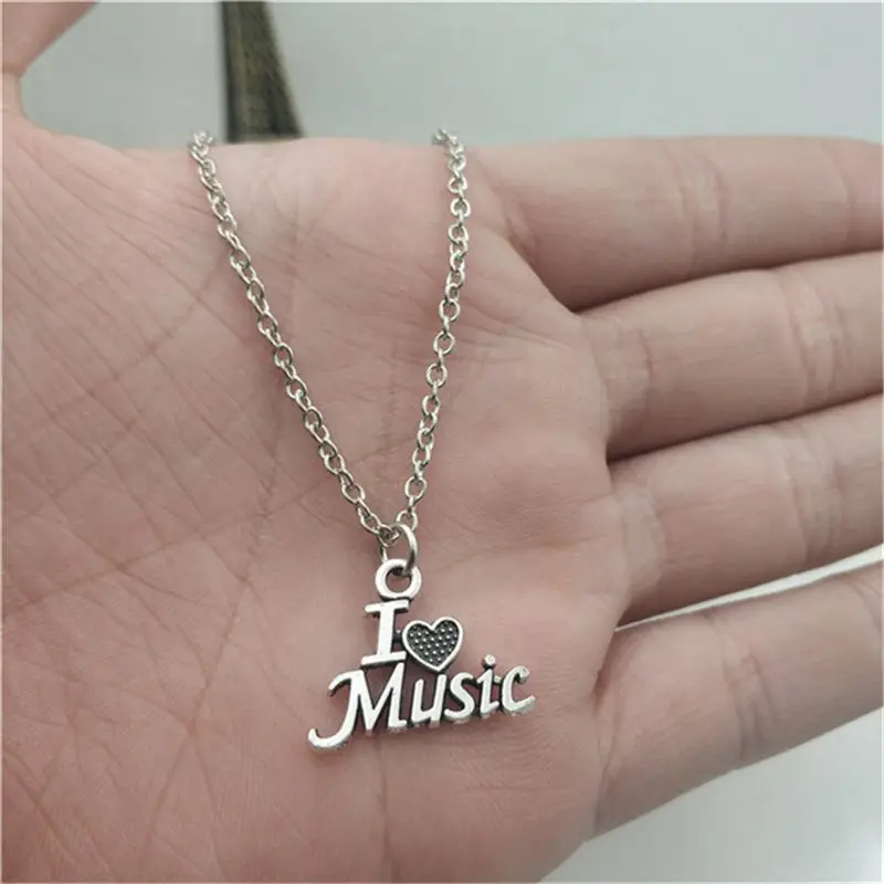 

I Love Music Simple Charm Creative Chain Necklace Women Pendants Fashion Jewelry Accessory ,Friend Gifts Necklace