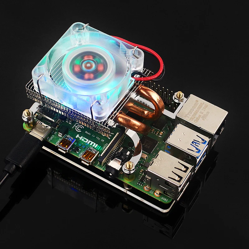 Оригинальный охлаждающий вентилятор 52Pi Ice Tower Raspberry Pi 7 цветов Изменение RGB