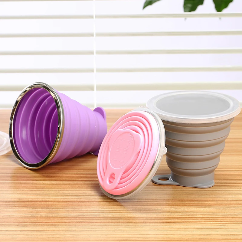 Силиконовая складная чашка пищевого класса с подвесной веревкой домашняя