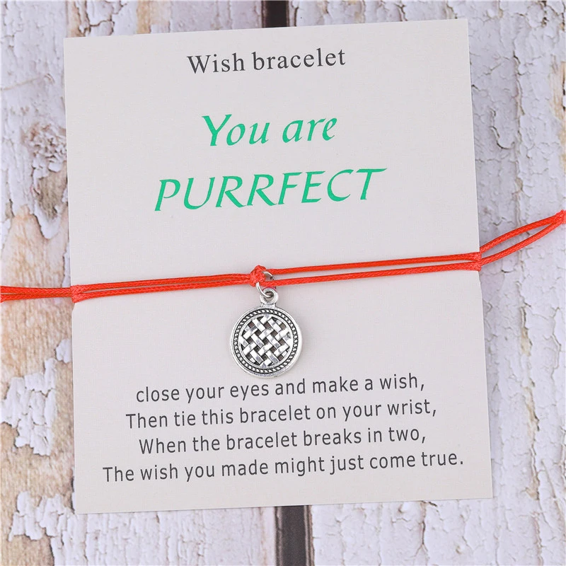 Make a Wish Papper Card Ручной Работы Регулируемый браслет Круглый для женщин мужчин детей