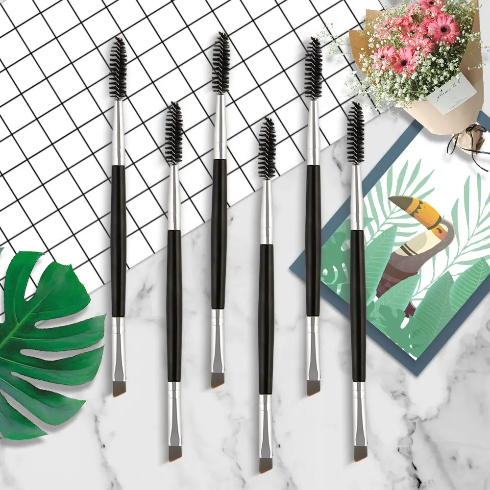8 Colors Makeup Brushes Double Sided Duo Brow Brush Wood Handle Eyebrow Flat Angled Wholesale Pinceaux Maquillage | Красота и