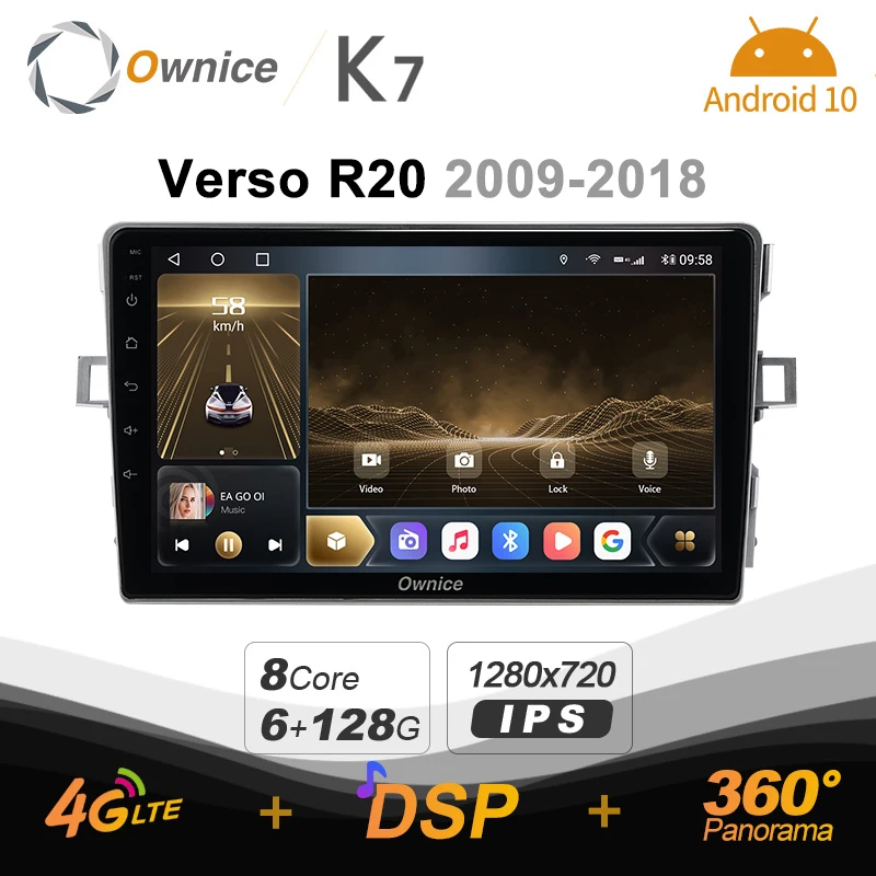 

Автомобильный радиоприемник K7 Ownice 6G + 128G Android 10,0 для Toyota Verso R20 2009 - 2018 мультимедийное аудио 4G LTE GPS Navi 360 BT 5,0 Carplay