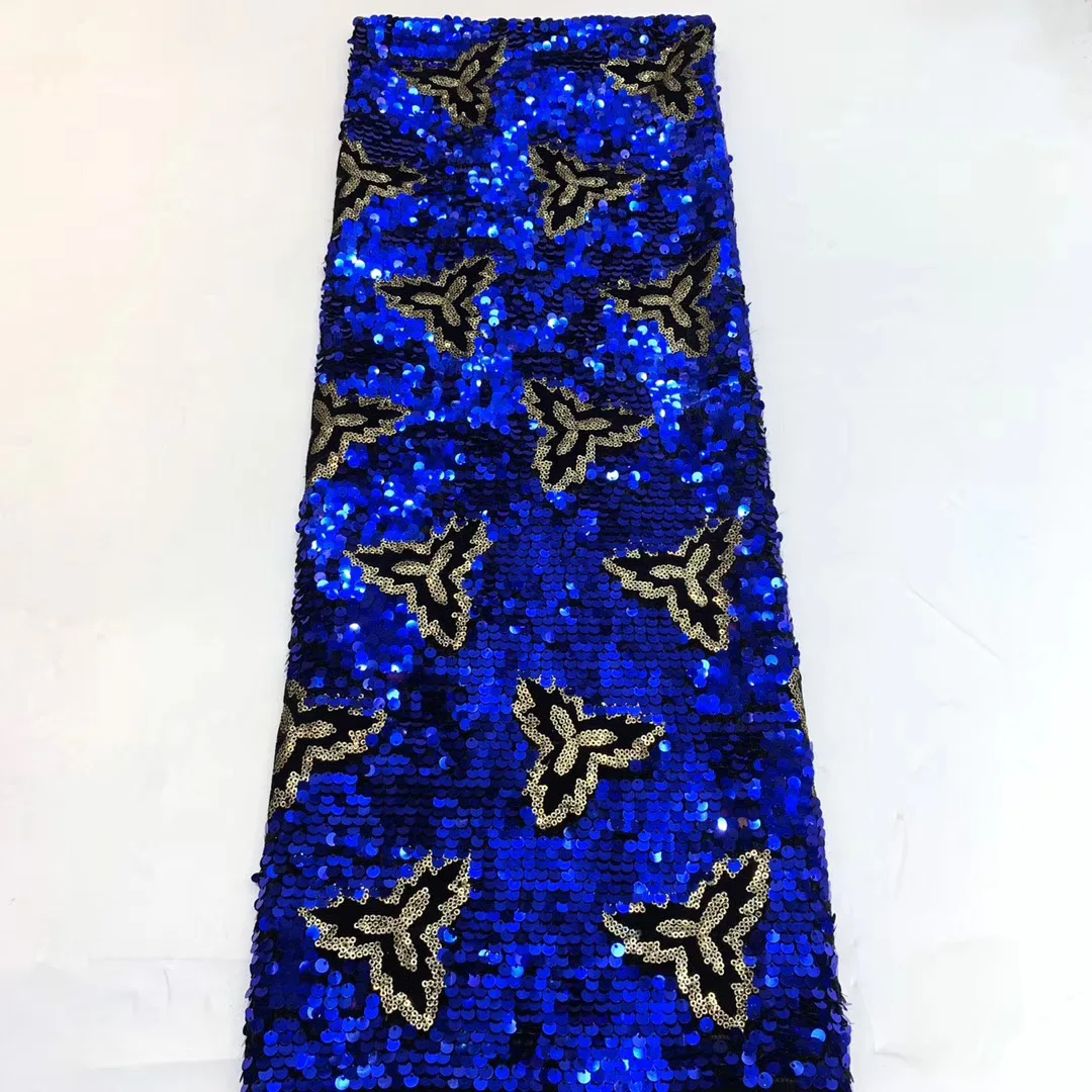 

New design of African lace fabric in 2020, high quality French Nigerian sequined tulle lace fabric ZX3793