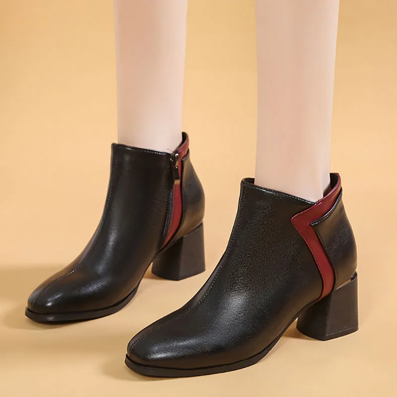 Женские ботильоны зимняя обувь классические ботинки на высоком каблуке с