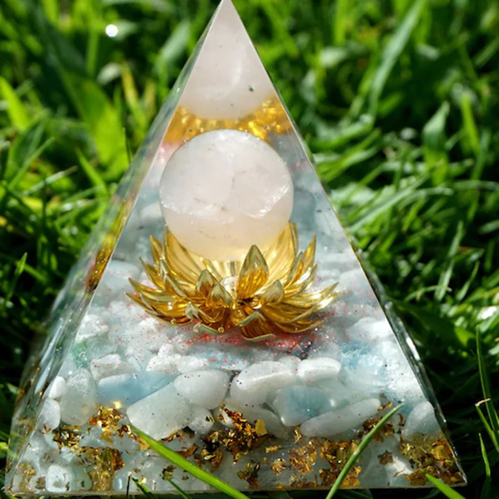 

Natural Orgonite Gem Pyramid Crystals Orgone Energy Generator Healing Reiki Chakra Meditation Tool Crafts Home Office Decor Gift
