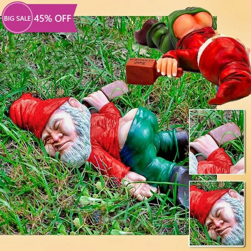 

Creative Drunk Dwarf Decoration, Miniature Gardening Dwarf Statue, Handmade Figurines for Patio Yard Lawn Ornament Novelty Gift