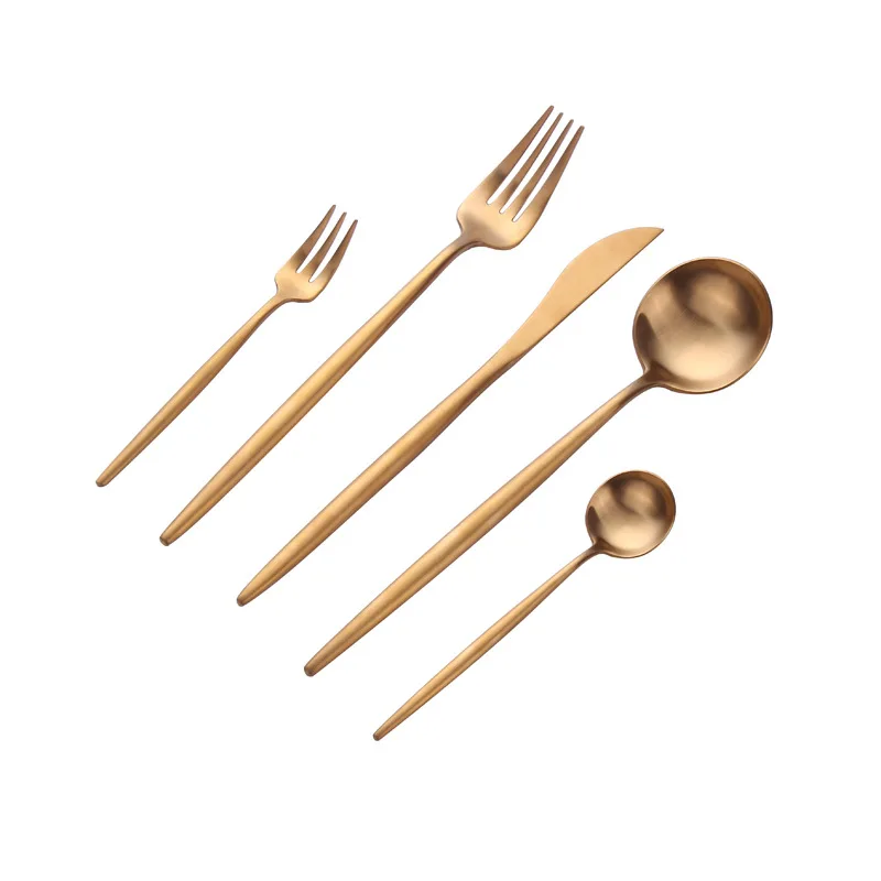 

Gold Cutlery Set 304 Stainless Steel Cutlery Set Chopsticks Butter Knife Dessert Spoon Dinner Fork Tea Ice Spoon Tableware Set