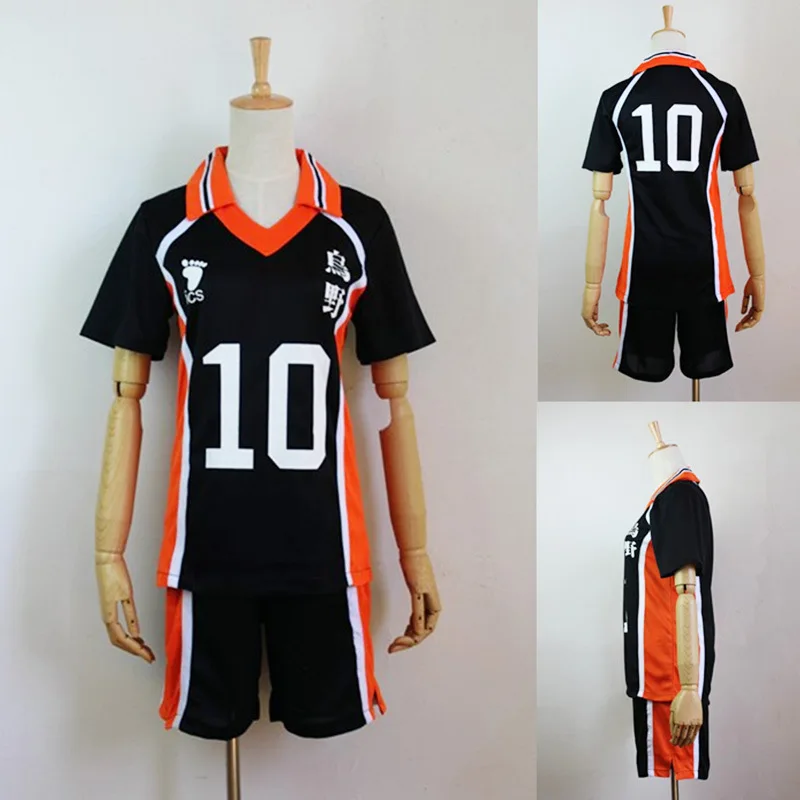 Футболка и шорты с рисунком Аниме Haikyuu Cosplay Костюм Karasuno для старшей школы