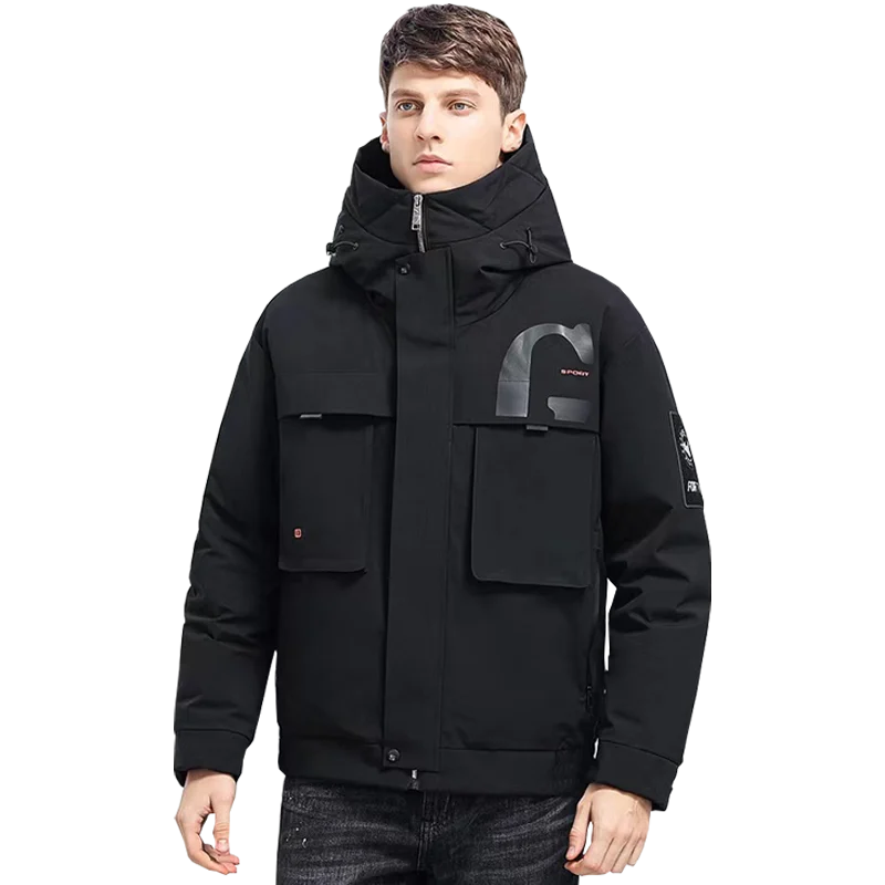 Top Winter New Men's Solid Color Parkas 90% White Duck Down Jackets Male Casual Warm Thick Snow Hooded Down Coat Outwear Puffer