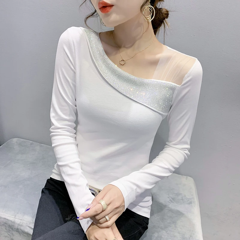 Женская футболка Новинка Весна 2022 модные повседневные топы с длинным рукавом и