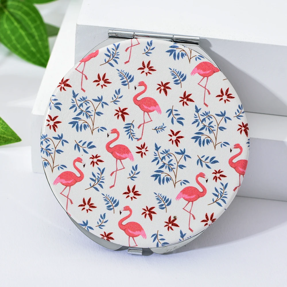 Vicney Макияж круглое зеркало Фламинго для девочек мини милое Двухстороннее