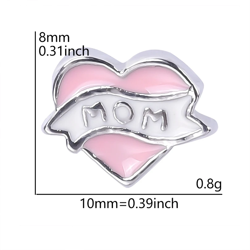 20Pcs/Lot Pink Heart Letters Mom Floating Charms Making Mother's Day Gift Memory Locket Necklaces Jewelry F160 - купить по