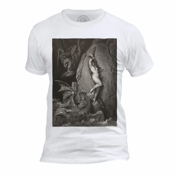 

Mens t-shirt round neck andromede gustave dore mythology greek lithograph- show original title