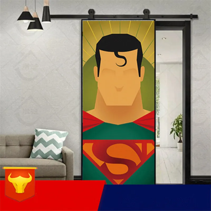 90x200 см японские забавные виниловые наклейки на дверь СУПЕРМЕНА для гостиной