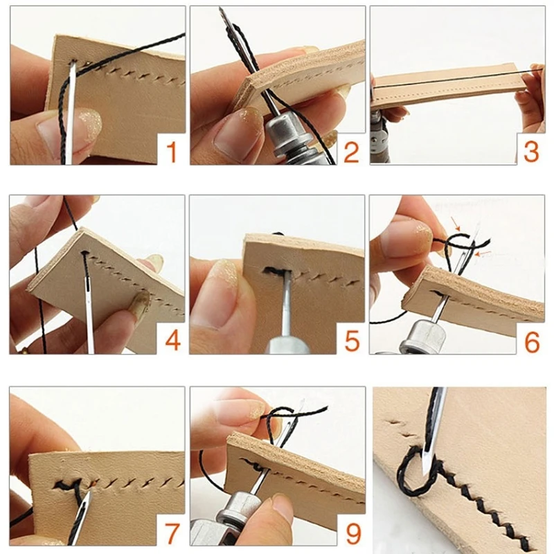 

P15F Leathercraft Lock Stitch Sewing Awl Thread Kit Needles Stitch Leather Fabric