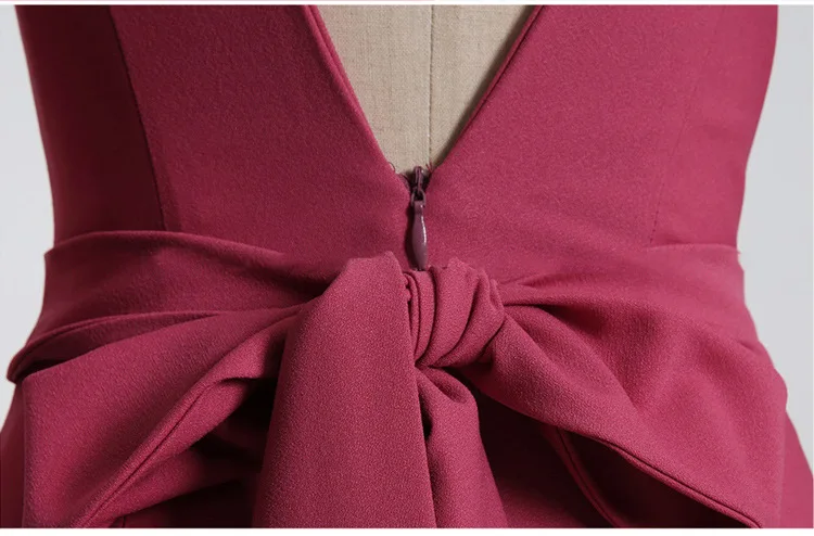 Женское пикантное банкетное платье с длинным рукавом модное розово-красное