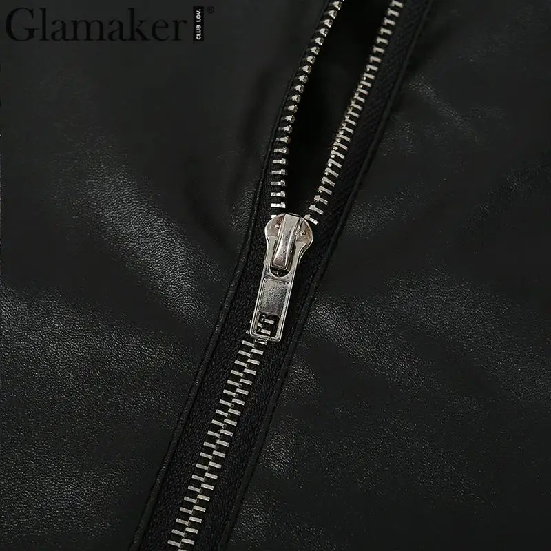 Glamaker из искусственной кожи, черное платье с открытыми плечами и ремнем, сексуальное Клубное облегающее платье на молнии, модные женские асимметричные платья с открытой спиной