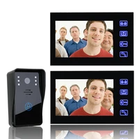 7 inch video door phone doorbell intercom kit 1 camera 2 monitor night vision with ir cut 1000tvl camera