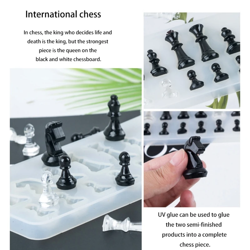 

2 Pcs Chess Picec Checkerboard Silicone Mould DIY Crafts Making Tool Chess Board Crystal Epoxy Resin Mold