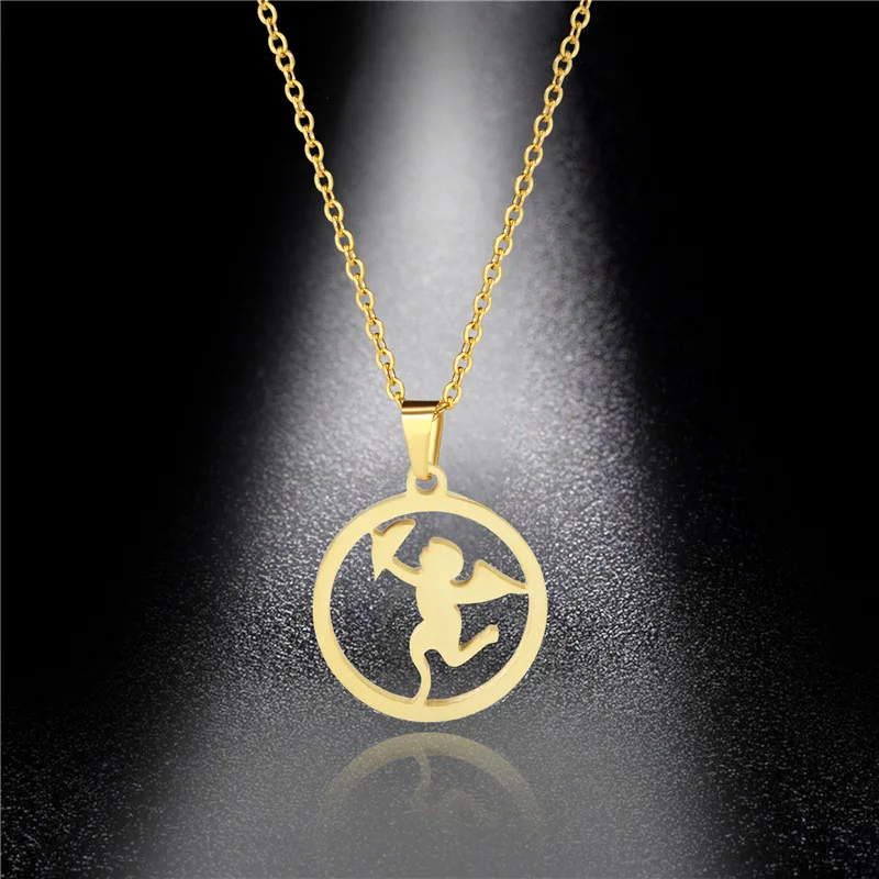 

304 Stainless Steel Chain Necklace Angle Pendants Boys Necklace Wholesale Gold Plated Color Accessories Fashion Female Jewelry