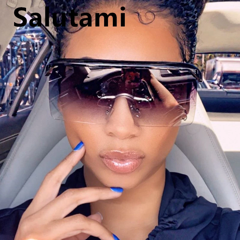 Супер большая оправа цельный щит солнцезащитные очки для женщин 2020 новый сплав