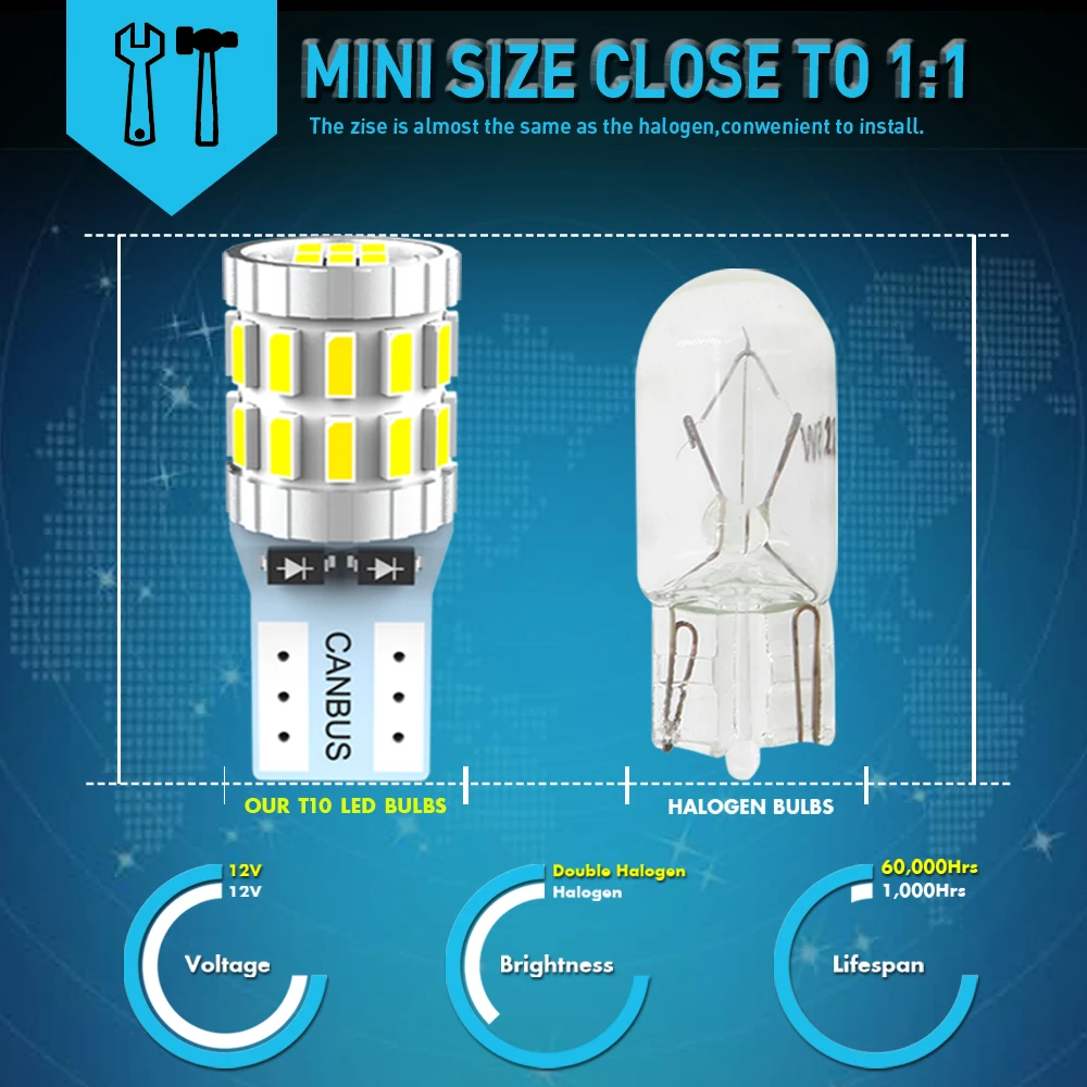 A Pack Canbus T10 W5W led bulbs No Error Led Interior Lights for Suzuki Grand Vitara SX4 Jimny Lexus is250 is200 gs300 rx330 | Автомобили