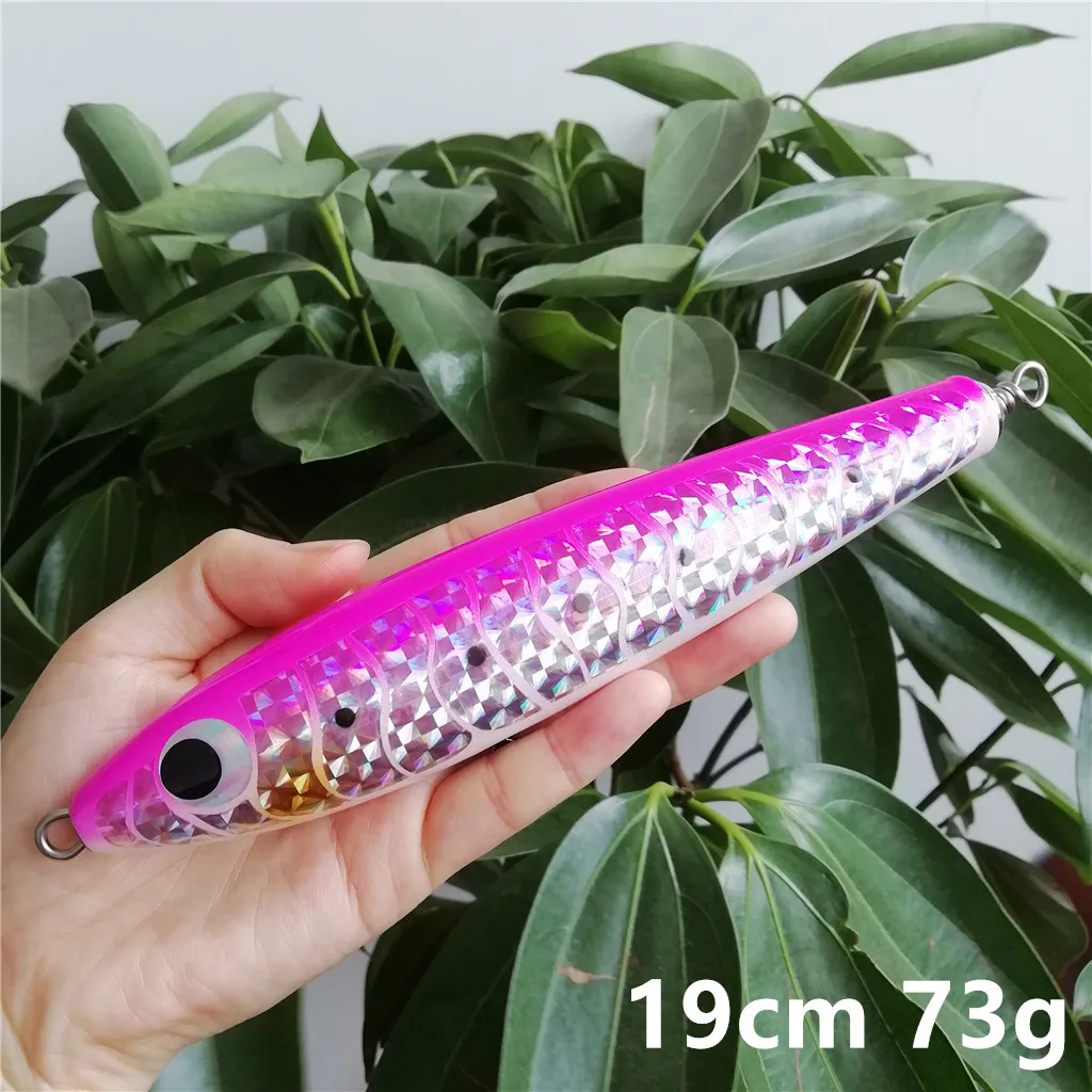 

2pcs 19cm 74g Topwater Wooden Popper GT Surface Trolling Lure Pencil Boat Fishing Artificial Bait Lure