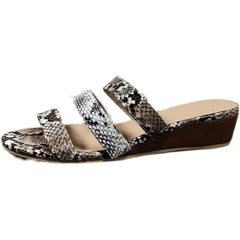 

Shoes Woman 2021 Med Snakeskin Multicolored Sandals Low Rubber Flip Flops Female Slippers On A Wedge Hawaiian New Summer Flat Sc
