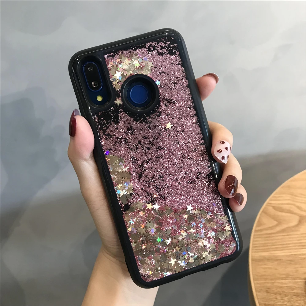 Черный силиконовый бампер динамического жидкого песчаника для Huawei Y9 2018 Y7 Pro Y6 Prime Y5 2019 P Smart Cover TPU Phone on.