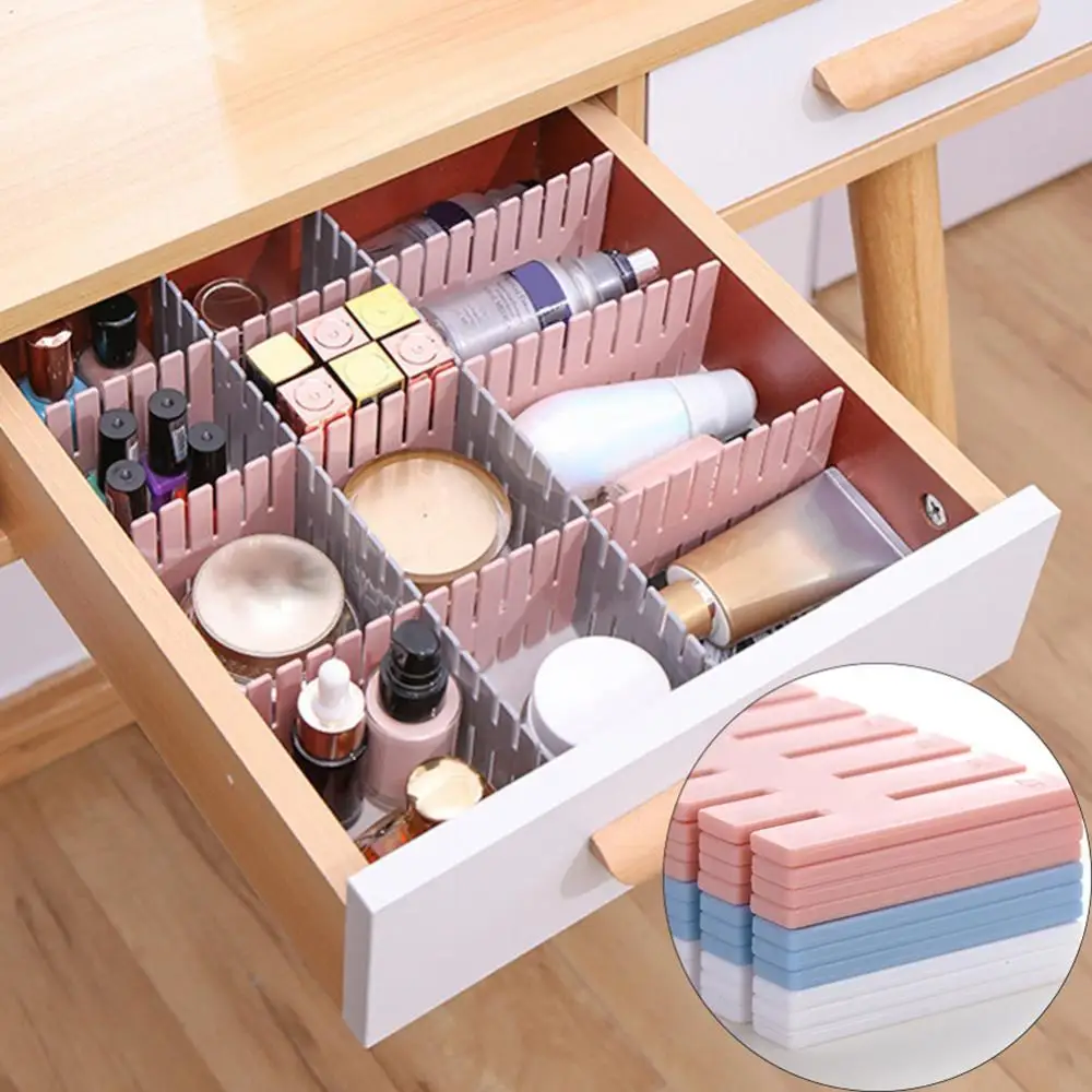 

4 Pcs Drawer Organizer Adjustable Stretch Plastic Drawers Divider Storage Partition Board For Home Kitchen Organizer