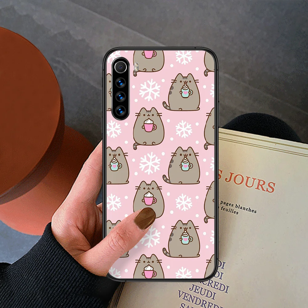 

Cartoon Pusheen Cute Cat Phone Case For Xiaomi Redmi Note 7 8 8T 9 9S 4X 7 7A 9A K30 Pro Ultra black Hoesjes Silicone Prime