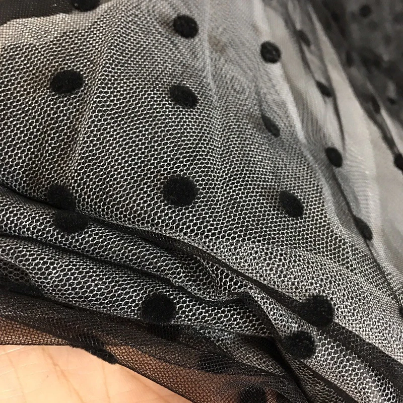 

2021 New Flocking Polka Dot Mesh Skirt Elegant and Versatile High Waist Mid Length Skirts Womens DD