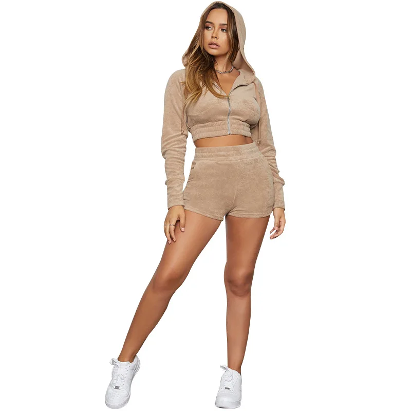 

Ms autumn suit Europe and the United States large size ladies two-piece hooded long-sleeved tight clothes that show hilum
