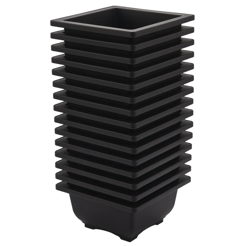 

15 шт., цветочный горшок 4,7 дюйма, Квадратный пластиковый тренировочный горшок бонсай, цветочный фотоконтейнер, для сада, интерьера, высота