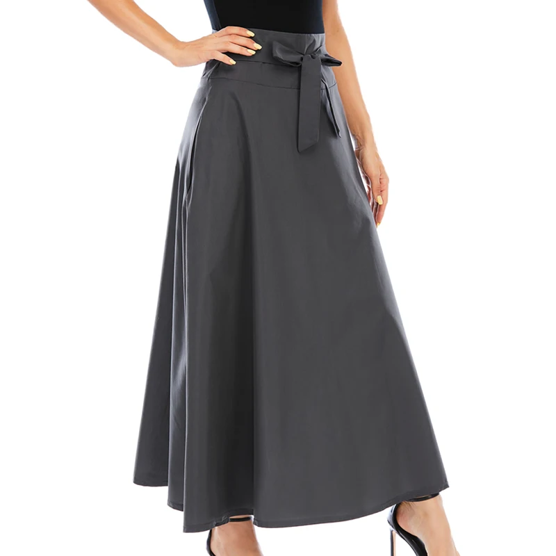 Женские юбки с карманами модная однотонная большая юбка-качели длинная юбка