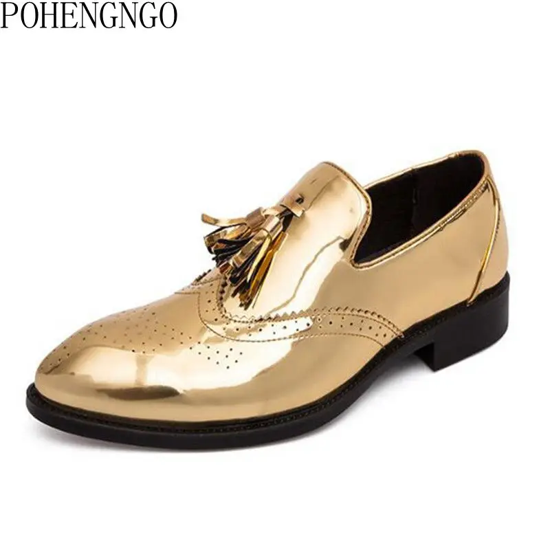 

Туфли мужские классические из лакированной кожи, с кисточками